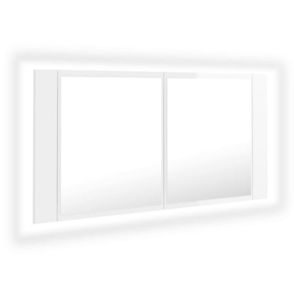 vidaXL LED Bathroom Mirror Cabinet High Gloss White 90x12x45 cm Acrylic