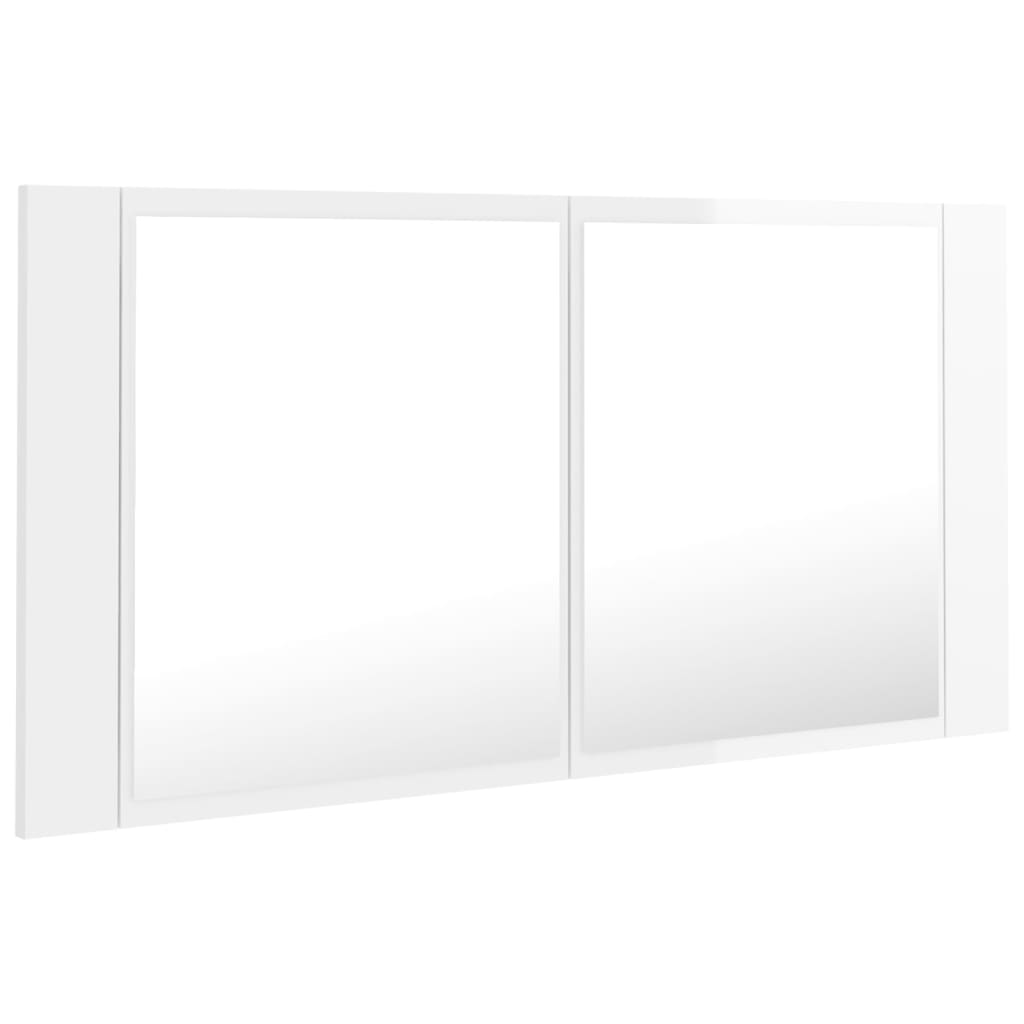 vidaXL LED Bathroom Mirror Cabinet High Gloss White 90x12x45 cm Acrylic