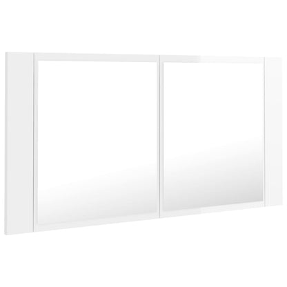 vidaXL LED Bathroom Mirror Cabinet High Gloss White 90x12x45 cm Acrylic