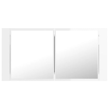 vidaXL LED Bathroom Mirror Cabinet High Gloss White 90x12x45 cm Acrylic