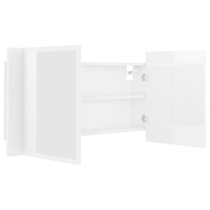 vidaXL LED Bathroom Mirror Cabinet High Gloss White 90x12x45 cm Acrylic