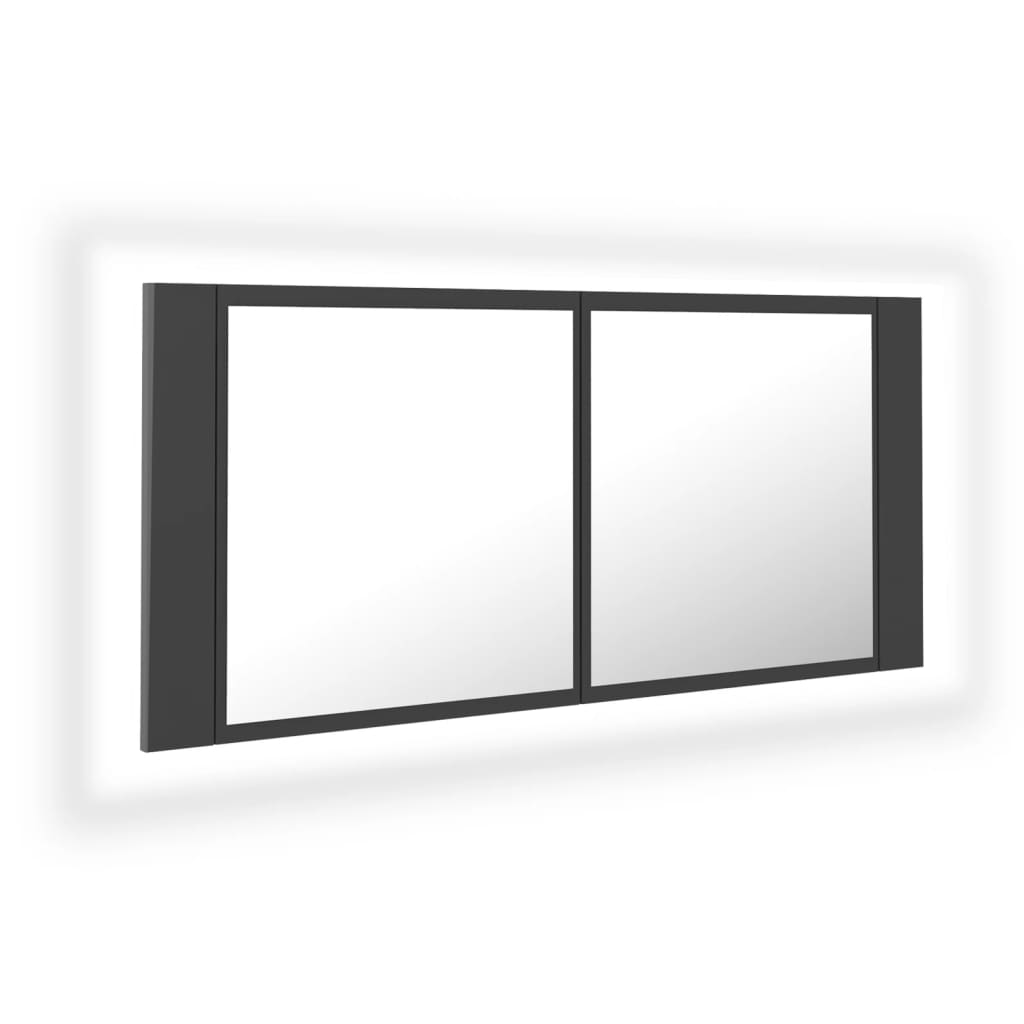 vidaXL LED Bathroom Mirror Cabinet Grey 100x12x45 cm Acrylic