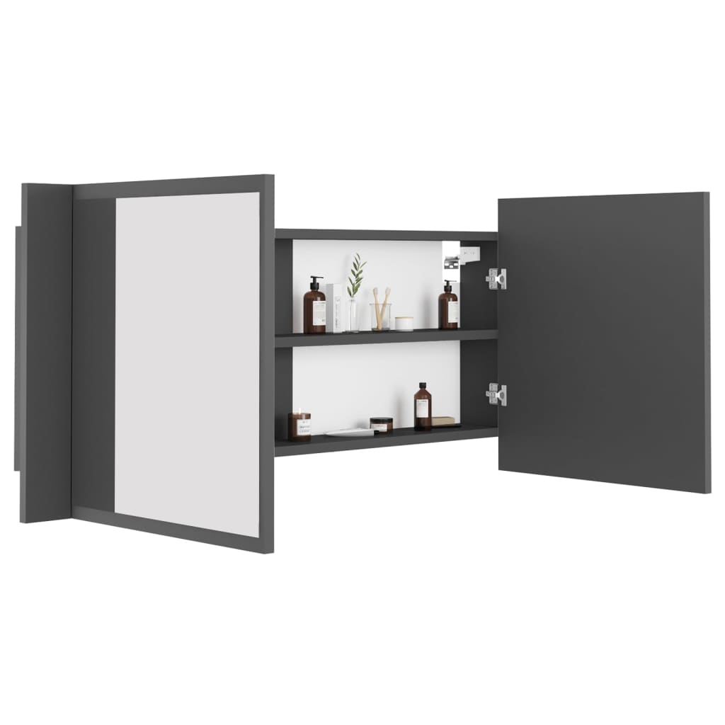 vidaXL LED Bathroom Mirror Cabinet Grey 100x12x45 cm Acrylic