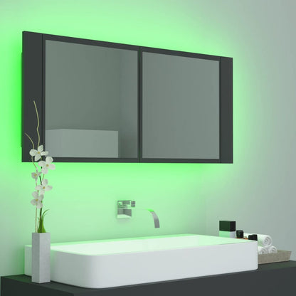 vidaXL LED Bathroom Mirror Cabinet Grey 100x12x45 cm Acrylic