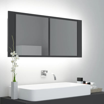 vidaXL LED Bathroom Mirror Cabinet Grey 100x12x45 cm Acrylic