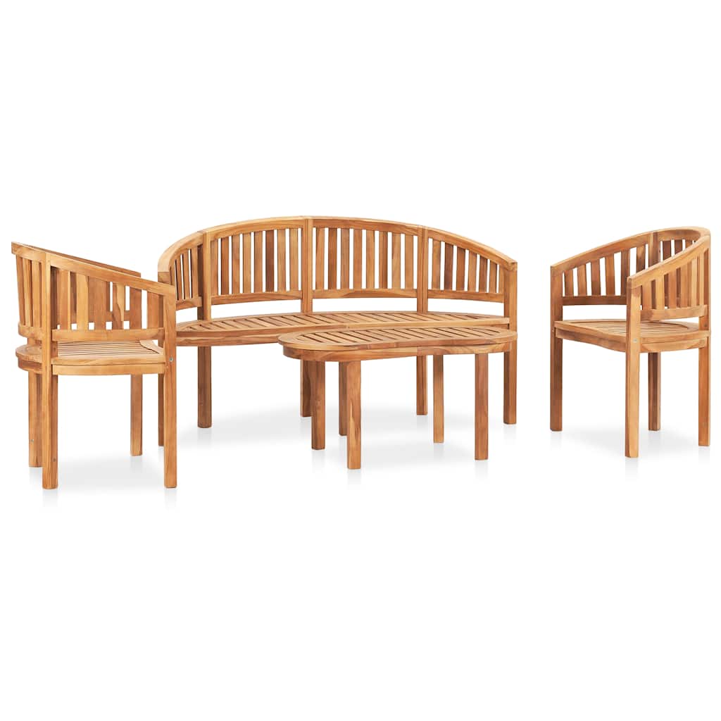vidaXL 4 Piece Banana Garden Lounge Set Solid Teak Wood 3