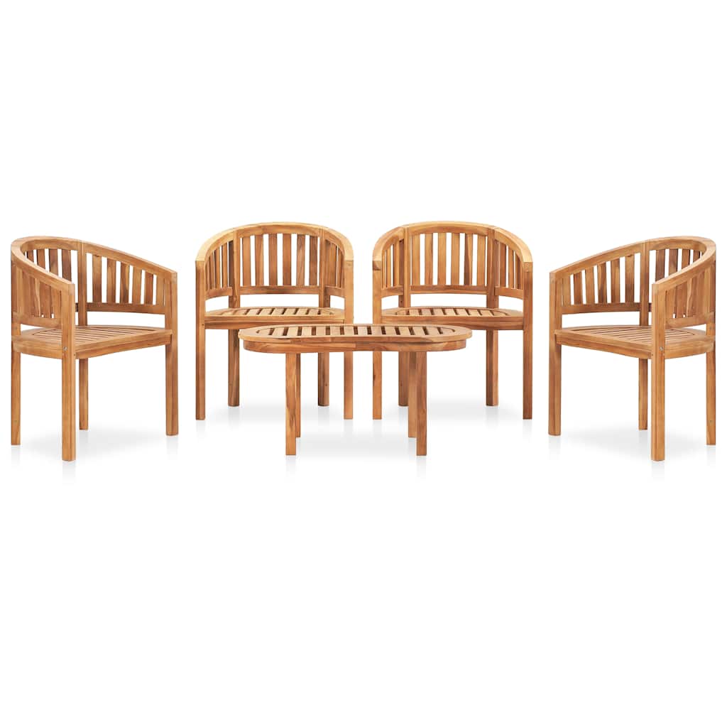 vidaXL 5 Piece Banana Garden Lounge Set Solid Teak Wood 1