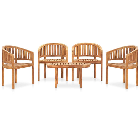 vidaXL 5 Piece Banana Garden Lounge Set Solid Teak Wood 1