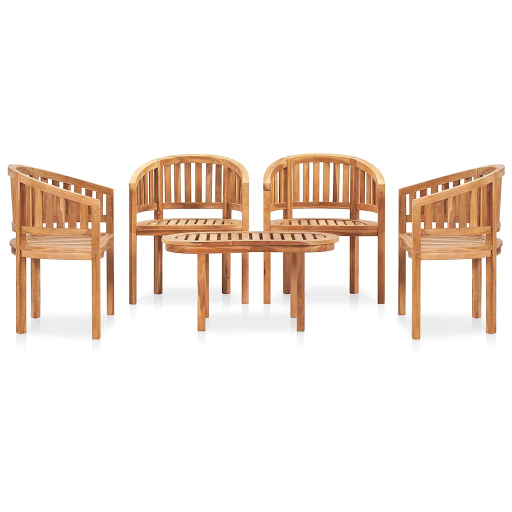 vidaXL 5 Piece Banana Garden Lounge Set Solid Teak Wood 2