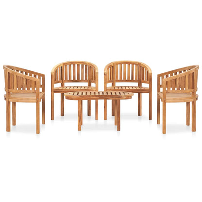 vidaXL 5 Piece Banana Garden Lounge Set Solid Teak Wood 2