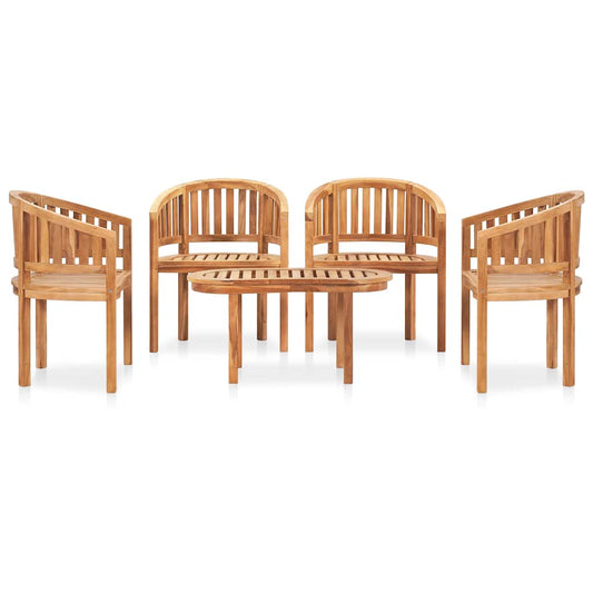 vidaXL 5 Piece Banana Garden Lounge Set Solid Teak Wood 2