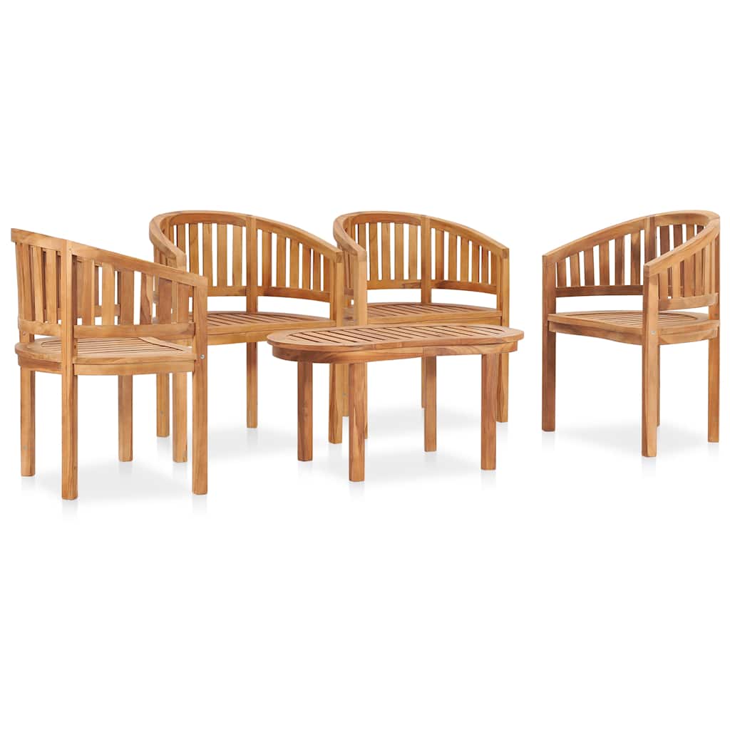 vidaXL 5 Piece Banana Garden Lounge Set Solid Teak Wood 3