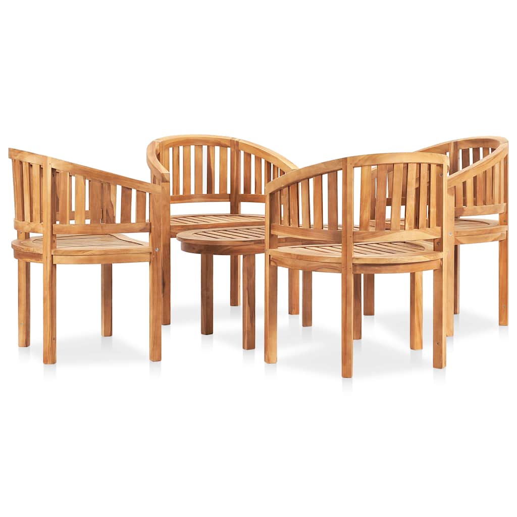 vidaXL 5 Piece Banana Garden Lounge Set Solid Teak Wood 4