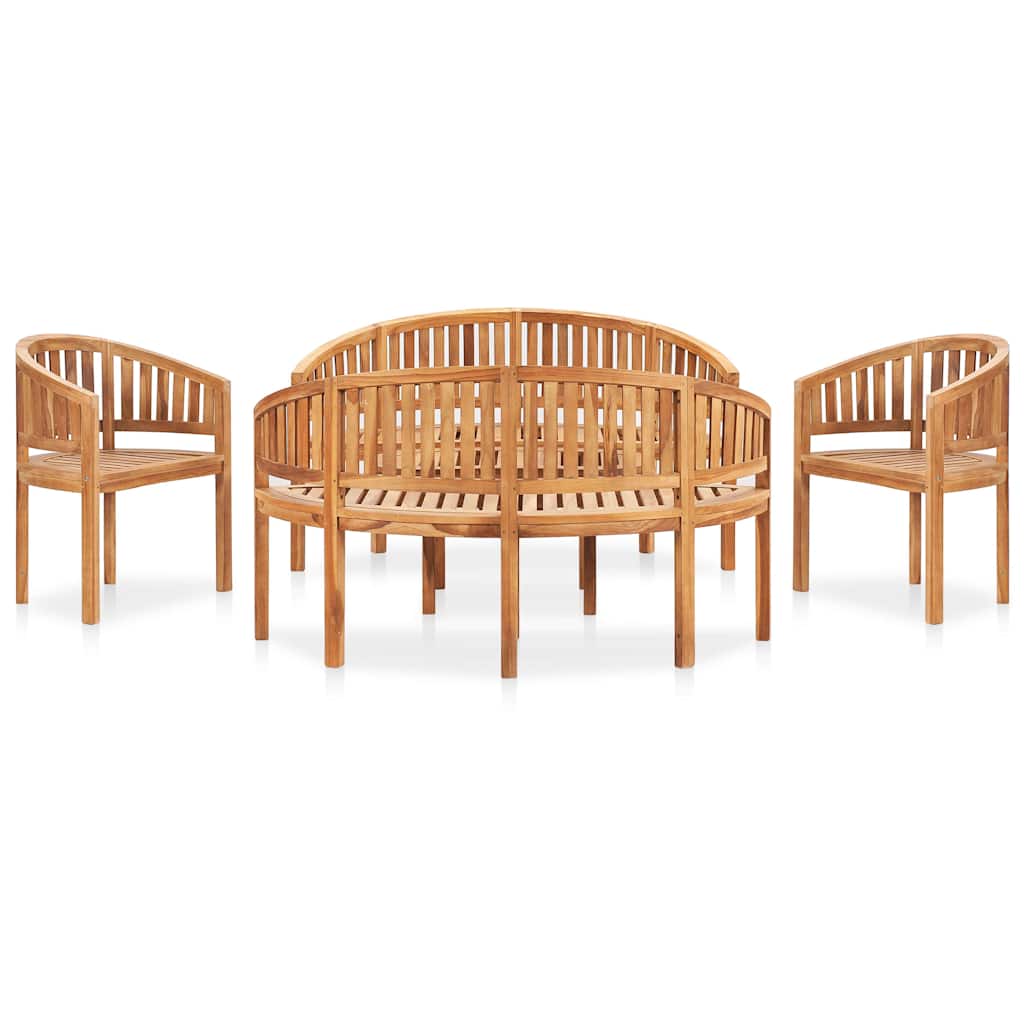 vidaXL 5 Piece Banana Garden Lounge Set Solid Teak Wood 1