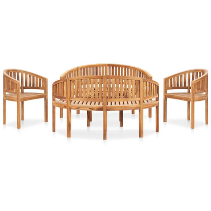 vidaXL 5 Piece Banana Garden Lounge Set Solid Teak Wood 1