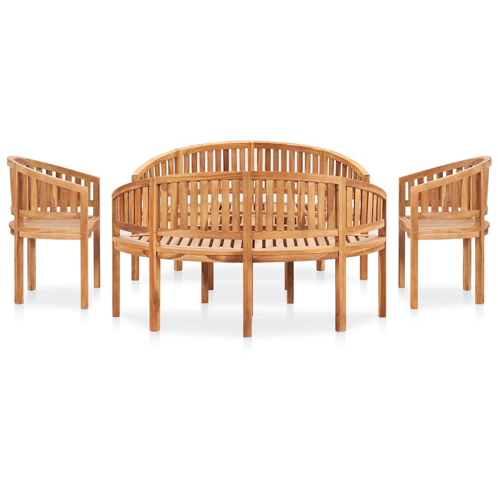 vidaXL 5 Piece Banana Garden Lounge Set Solid Teak Wood 2