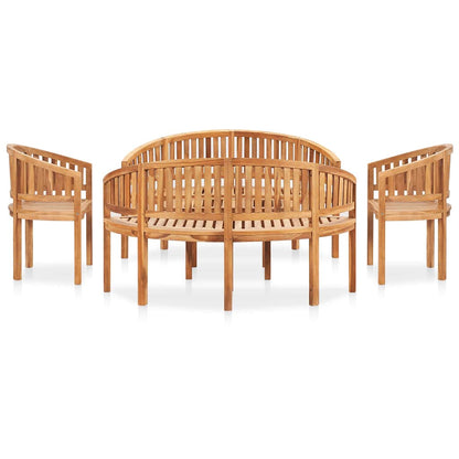 vidaXL 5 Piece Banana Garden Lounge Set Solid Teak Wood 2