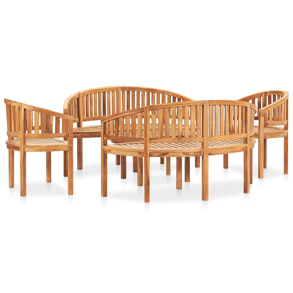 vidaXL 5 Piece Banana Garden Lounge Set Solid Teak Wood 3