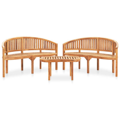 vidaXL 3 Piece Banana Garden Lounge Set Solid Teak Wood 1