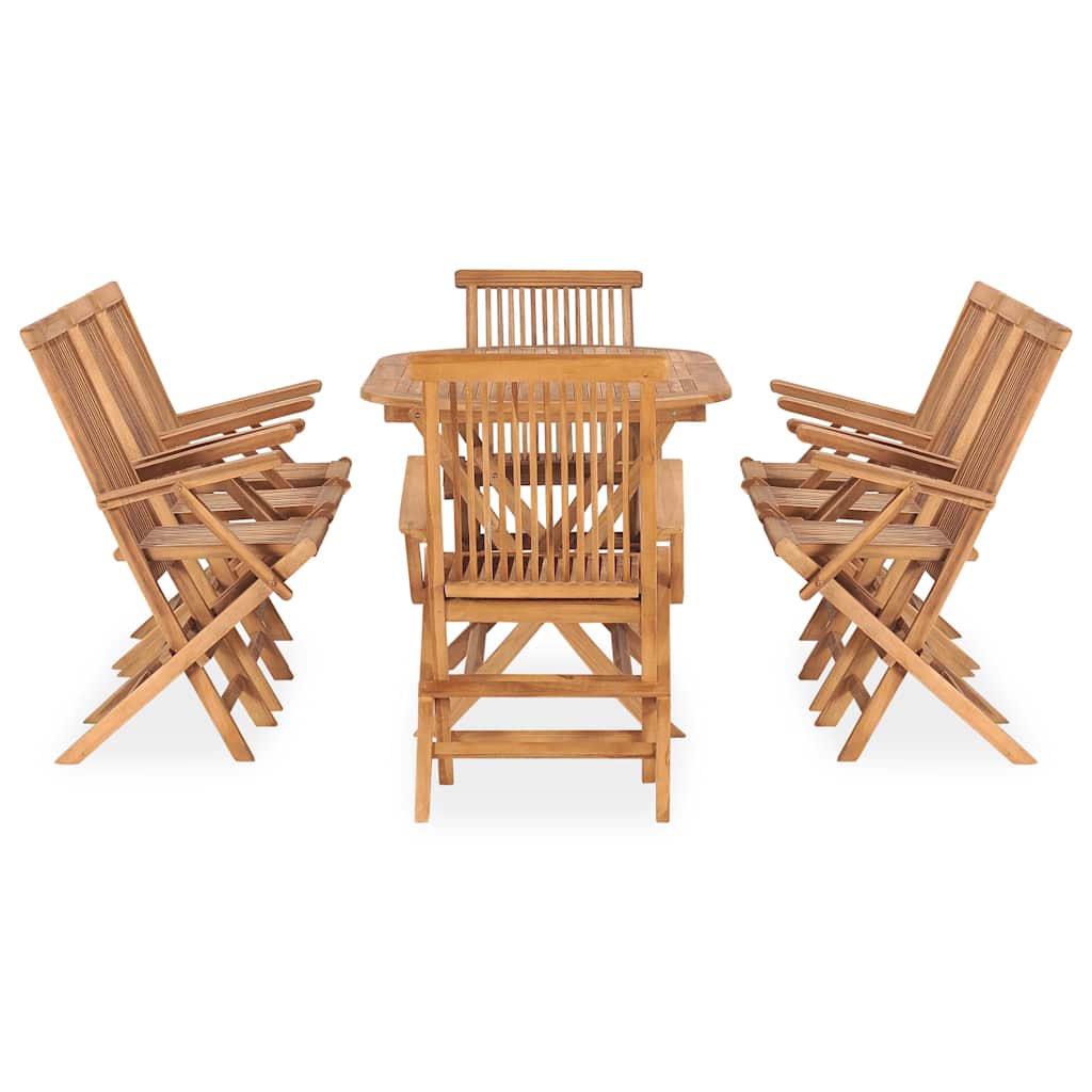9 Piece Folding Outdoor Dining Set Solid Teak Wood Oval 160 x 80 x 75 cm 8-Seater (with armrest)