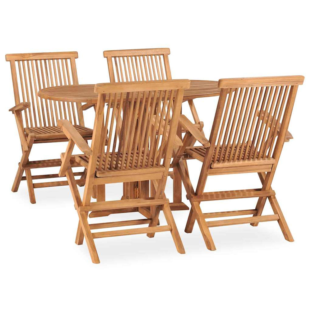 vidaXL 9 Piece Folding Outdoor Dining Set Solid Teak Wood Oval