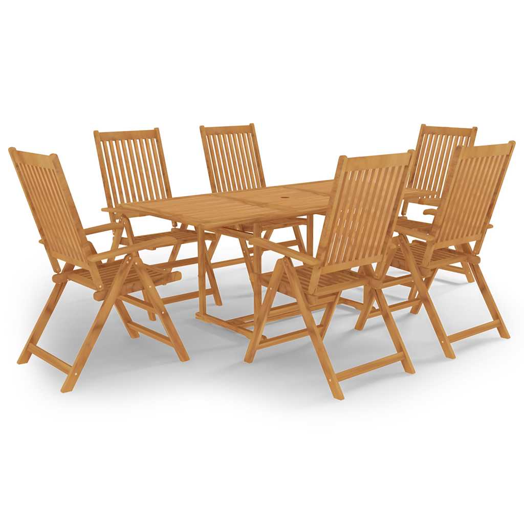 vidaXL 7 Piece Garden Dining Set Solid Teak Wood 1