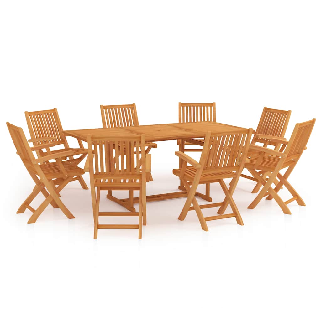 vidaXL 9 Piece Garden Dining Set Solid Teak Wood 2
