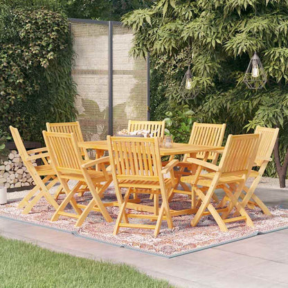 vidaXL 9 Piece Garden Dining Set Solid Teak Wood 1