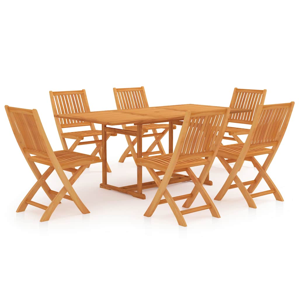 vidaXL 7 Piece Garden Dining Set Solid Teak Wood 2