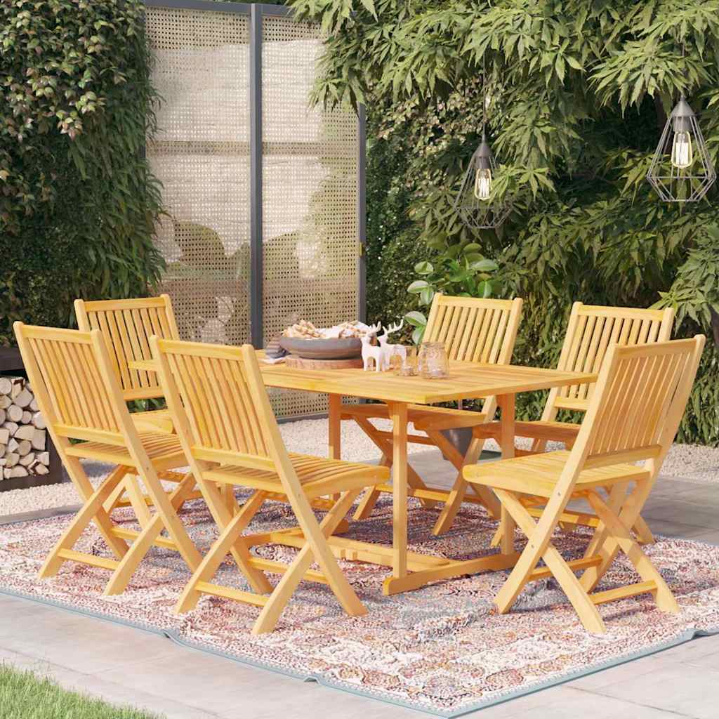 vidaXL 7 Piece Garden Dining Set Solid Teak Wood 1