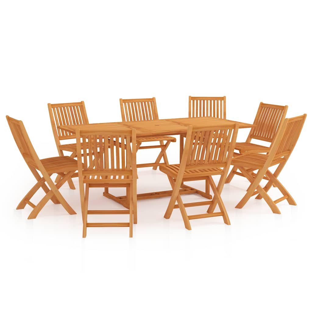 vidaXL 9 Piece Garden Dining Set Solid Teak Wood 2