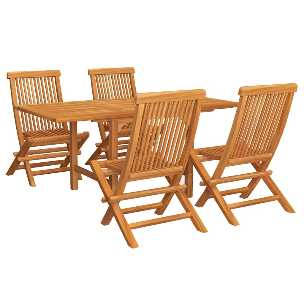 vidaXL 5 Piece Garden Dining Set Solid Teak Wood 2