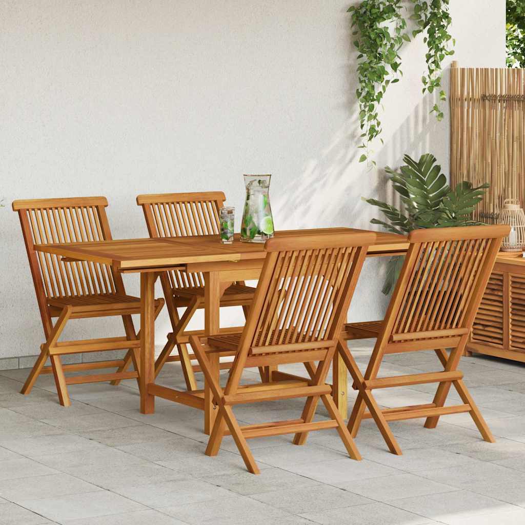 vidaXL 5 Piece Garden Dining Set Solid Teak Wood 1