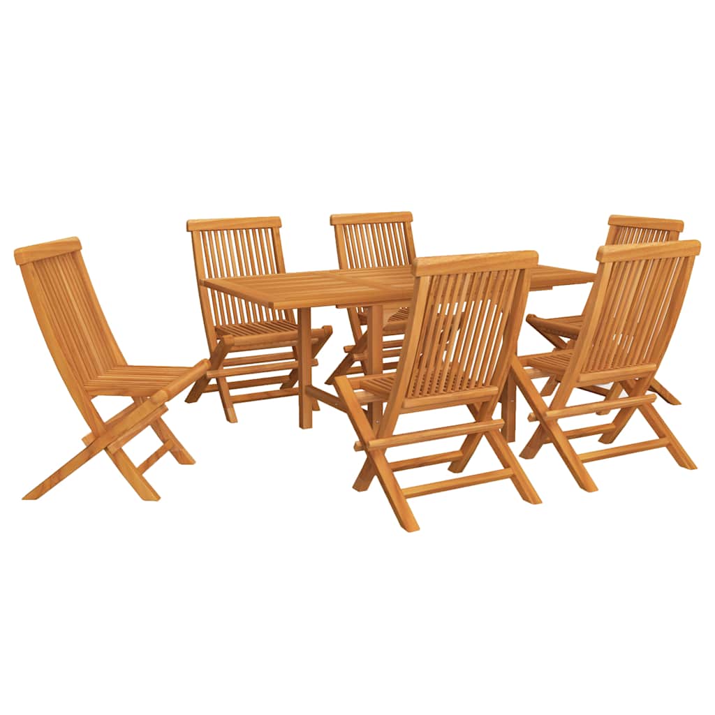 vidaXL 7 Piece Garden Dining Set Solid Teak Wood 2