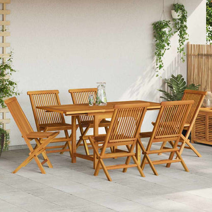 vidaXL 7 Piece Garden Dining Set Solid Teak Wood 1