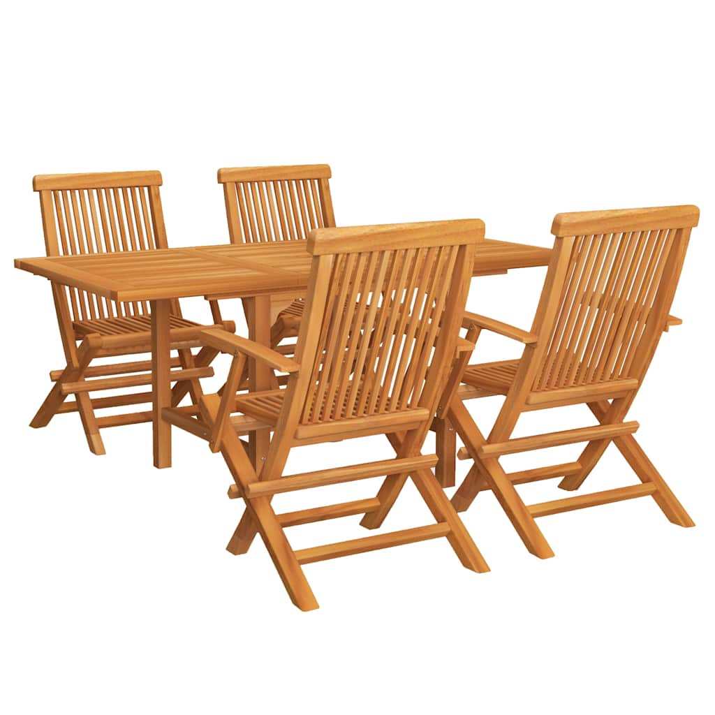 vidaXL 5 Piece Garden Dining Set Solid Teak Wood 2