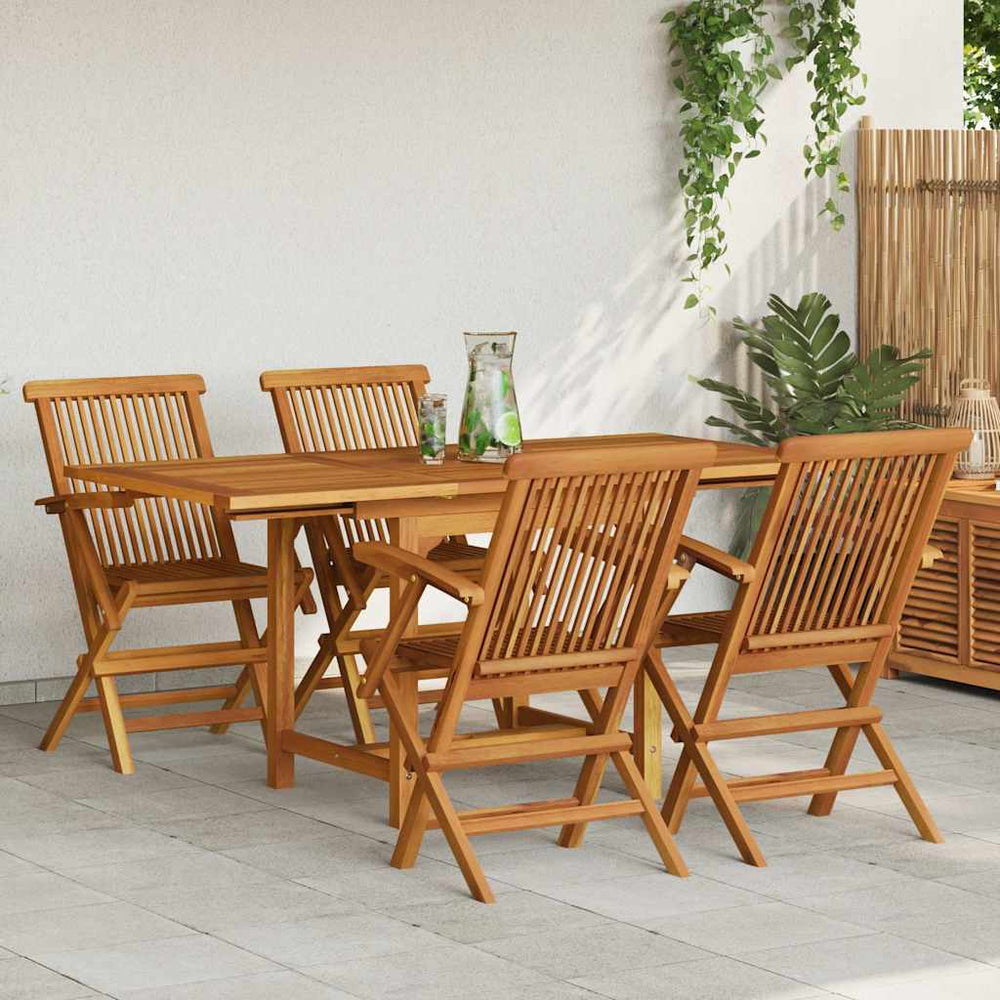 vidaXL 5 Piece Garden Dining Set Solid Teak Wood