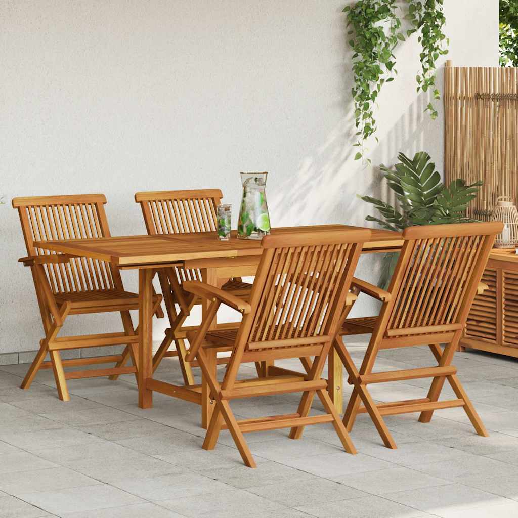 vidaXL 5 Piece Garden Dining Set Solid Teak Wood 1
