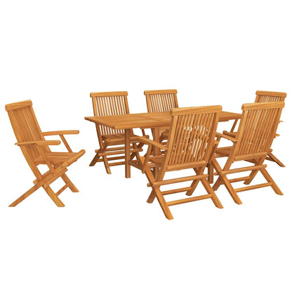 5 Piece Garden Dining Set Solid Teak Wood With armrest 6