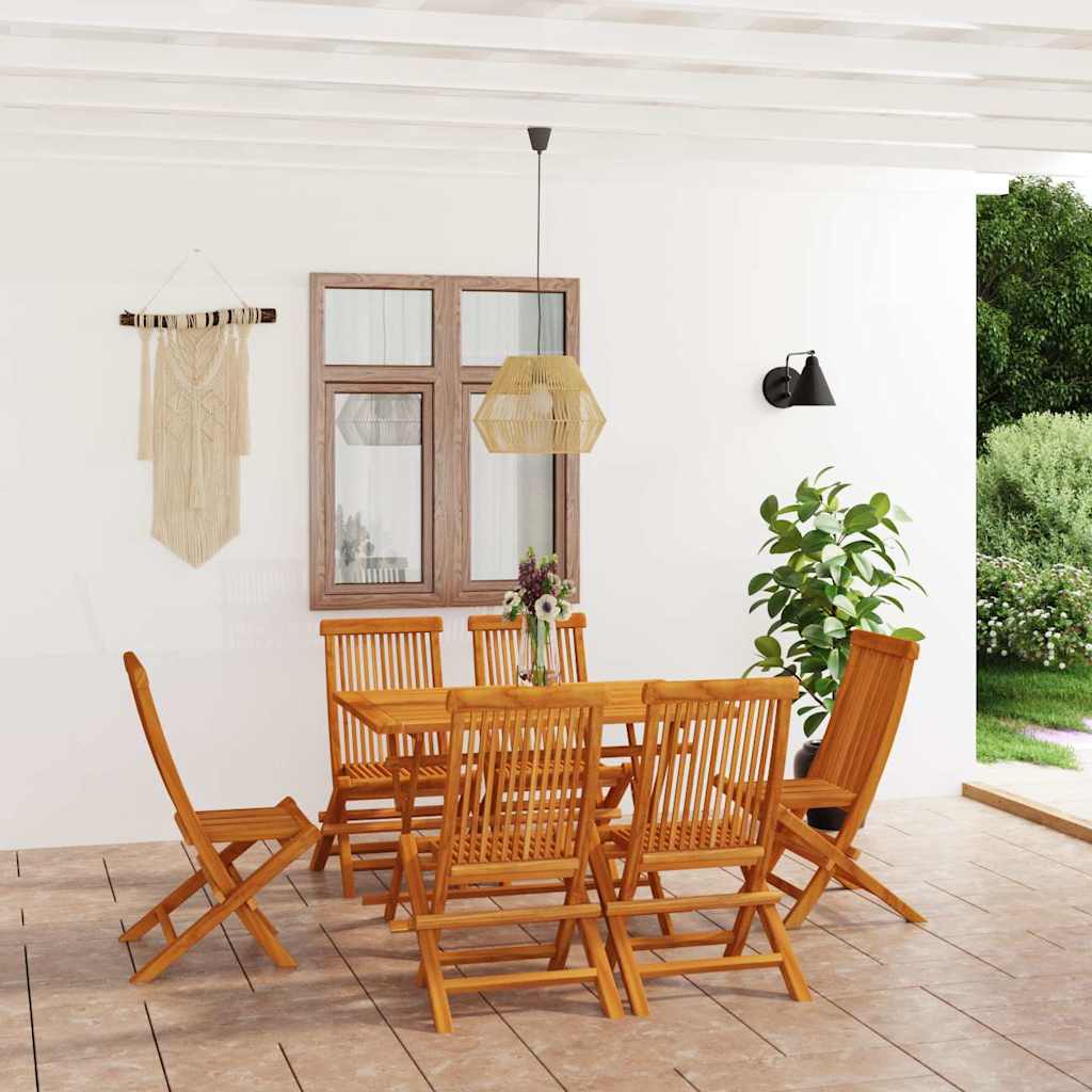 vidaXL 7 Piece Garden Dining Set Solid Teak Wood 1