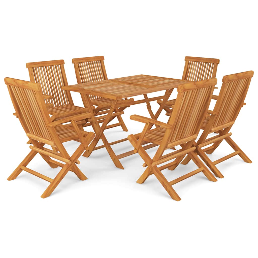 vidaXL 7 Piece Garden Dining Set Solid Teak Wood 2