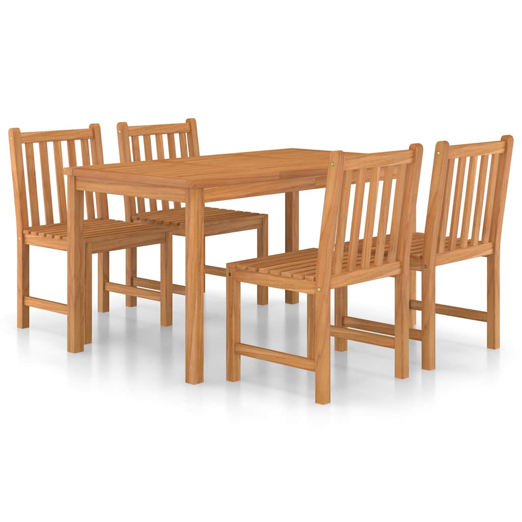 vidaXL 5 Piece Garden Dining Set 140x80 cm Solid Teak Wood 2