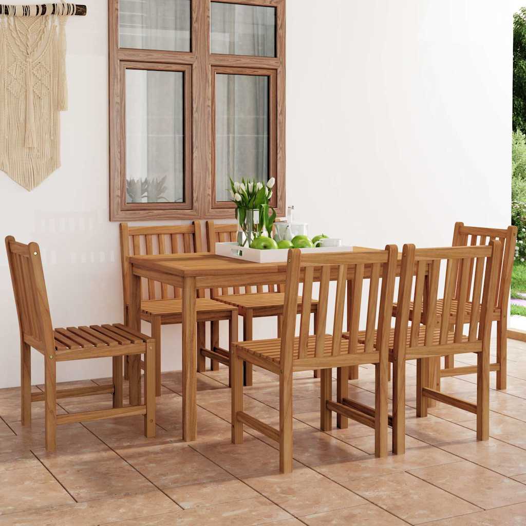 vidaXL 7 Piece Garden Dining Set 140x80 cm Solid Teak Wood 1