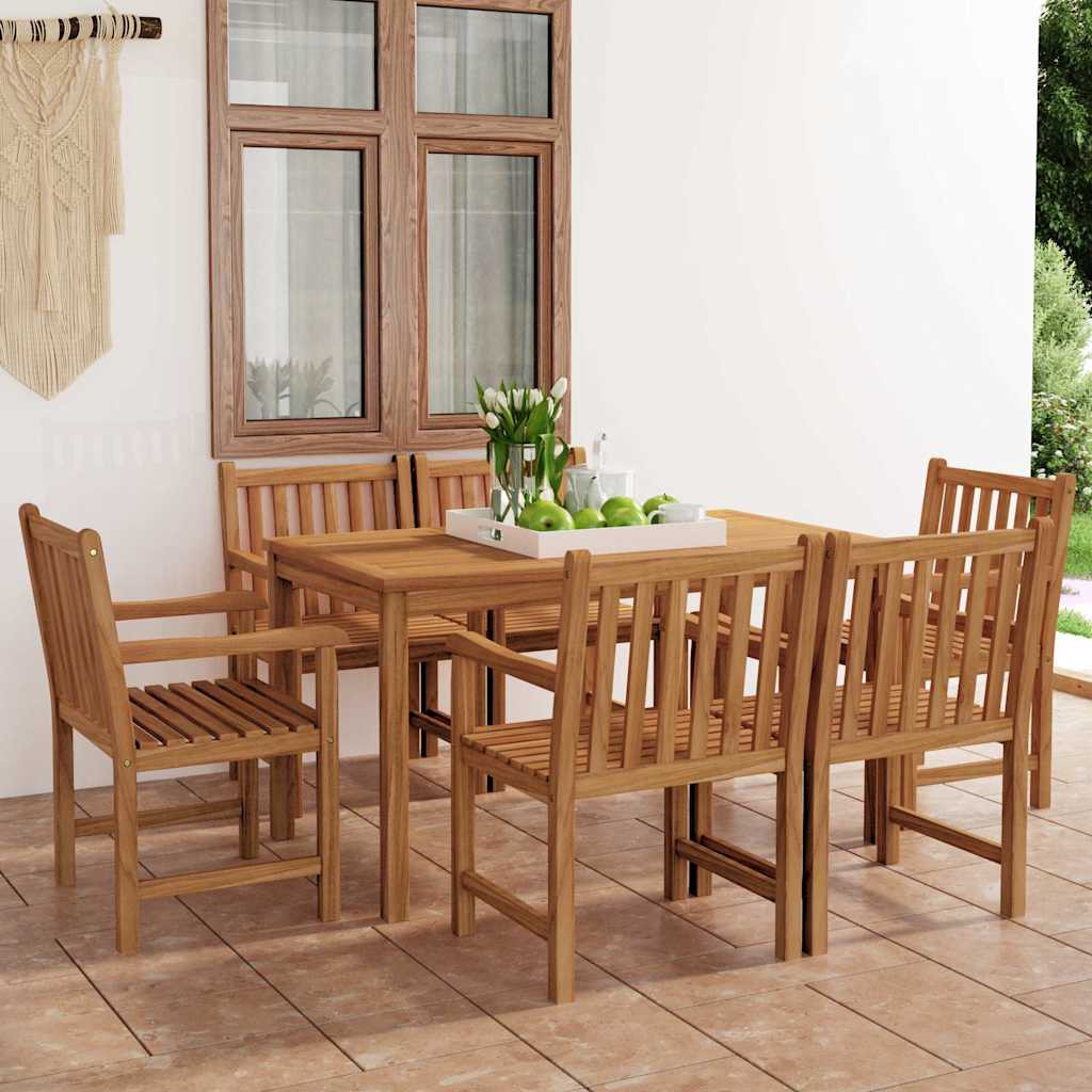 vidaXL 7 Piece Garden Dining Set 140x80 cm Solid Teak Wood 1