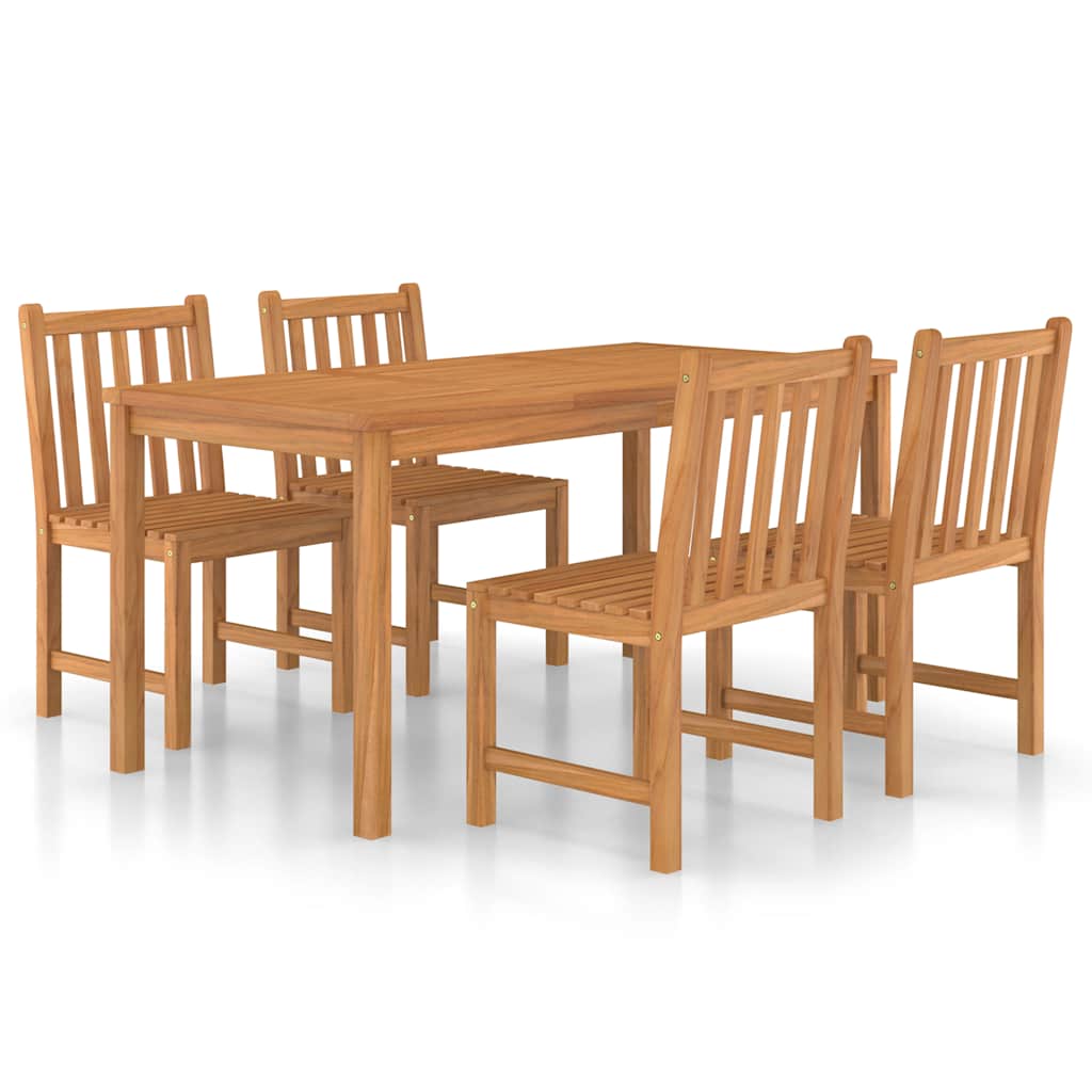 vidaXL 5 Piece Garden Dining Set 160x80 cm Solid Teak Wood 2