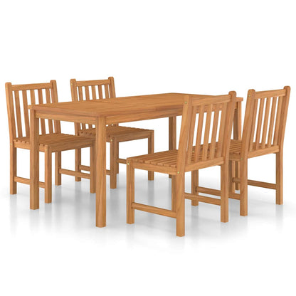 vidaXL 5 Piece Garden Dining Set 160x80 cm Solid Teak Wood 2