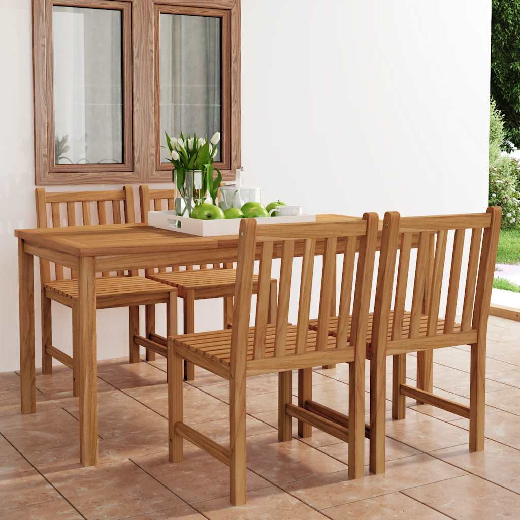 vidaXL 5 Piece Garden Dining Set 160x80 cm Solid Teak Wood 1