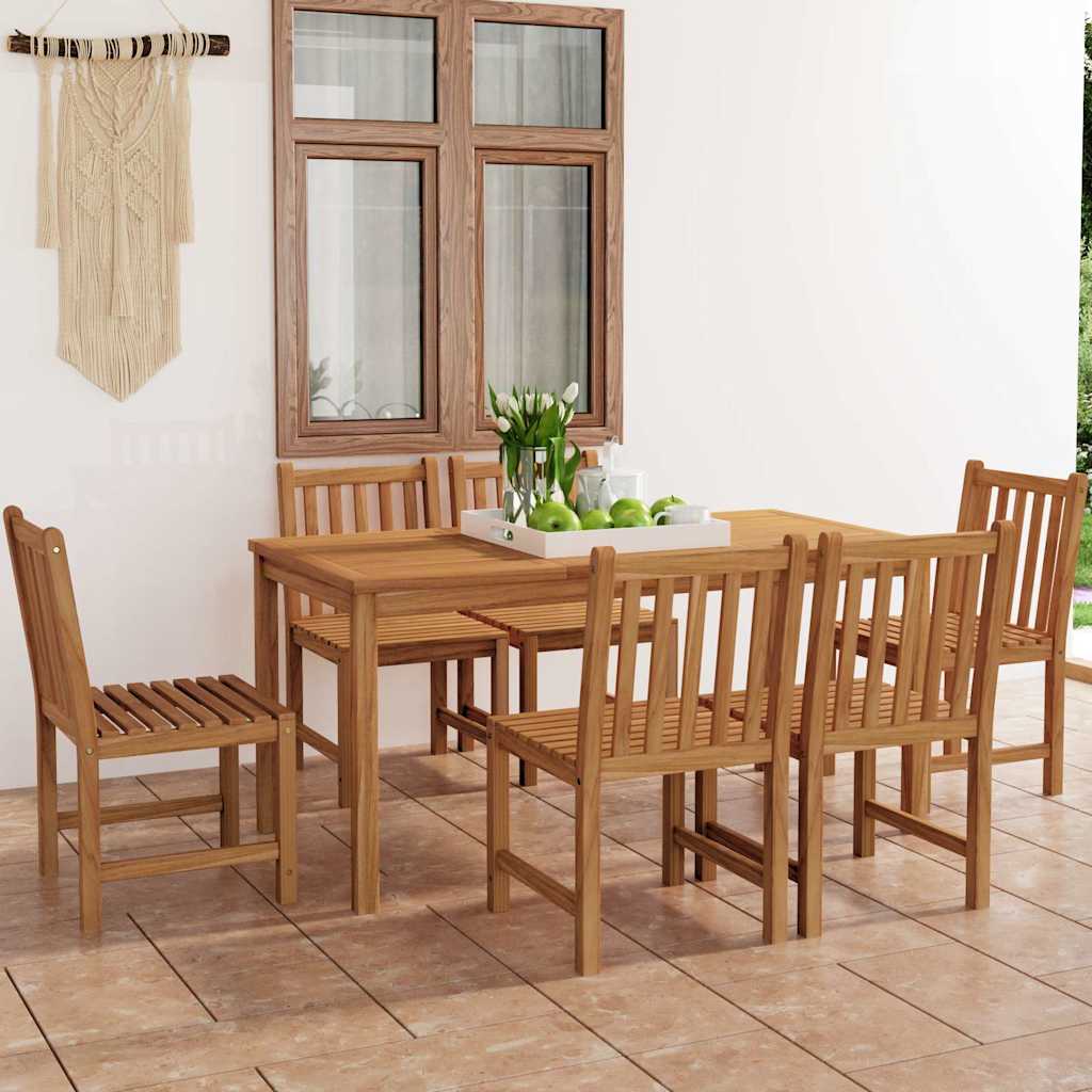 vidaXL 7 Piece Garden Dining Set 160x80 cm Solid Teak Wood 1