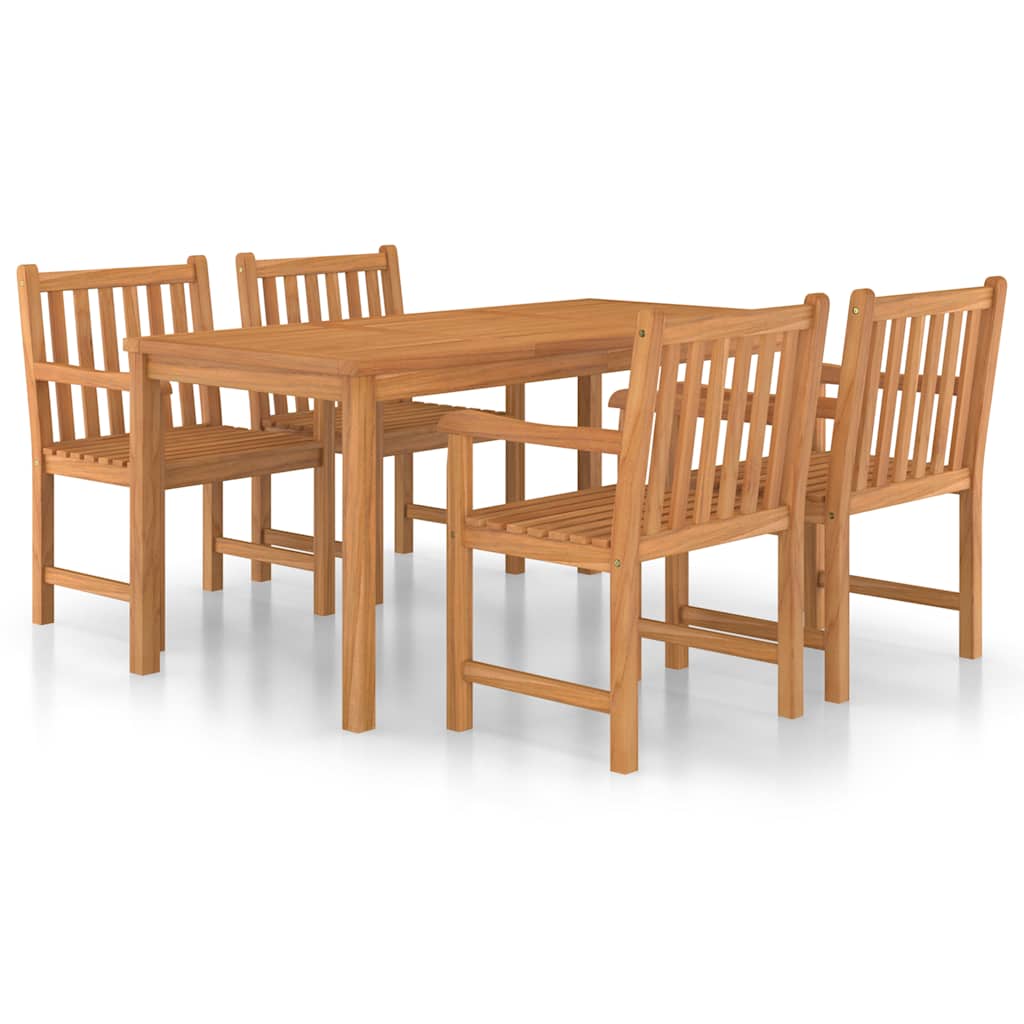 vidaXL 5 Piece Garden Dining Set 160x80 cm Solid Teak Wood 2