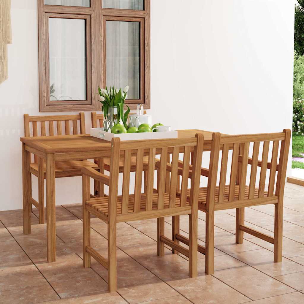 vidaXL 5 Piece Garden Dining Set 160x80 cm Solid Teak Wood 1